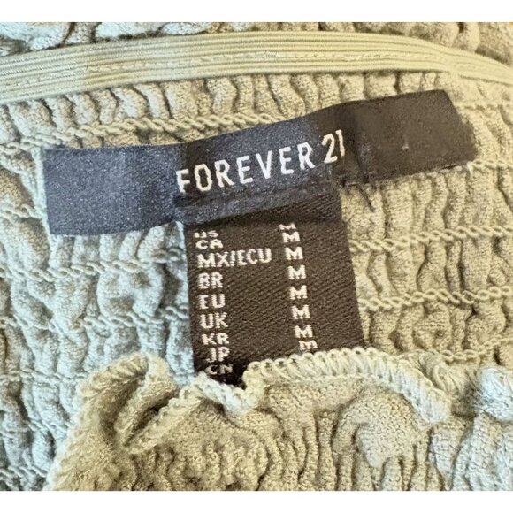 Forever 21 Green Smocked Tie-Strap Crop Top M - Picture 4 of 4